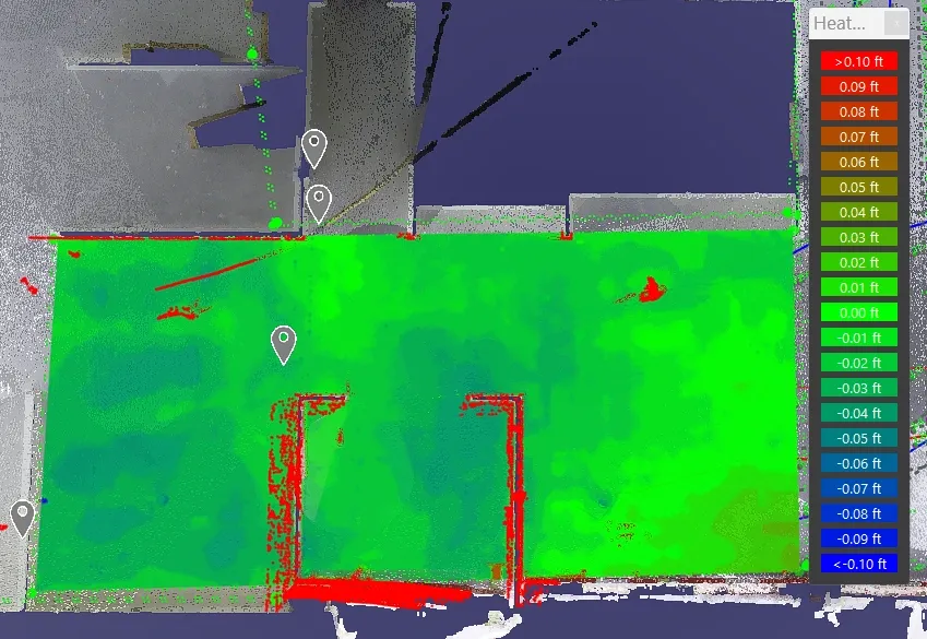 heat map concrete ff fl 3d scanning